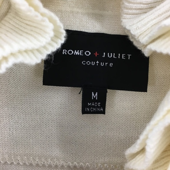 ☮️Romeo & Juliet Ivory Ruffle Drape Sweater QT05 - Picture 5 of 7